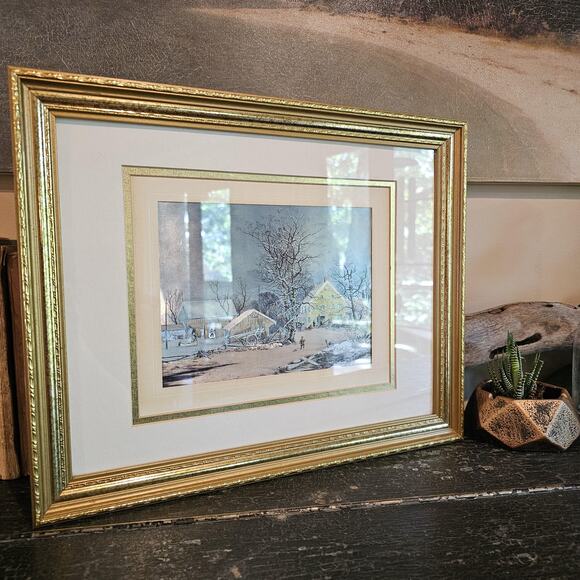 1960s Foil Currier and Ives  "Winter in the Country: A Cold Morning" - Picture 1 of 8